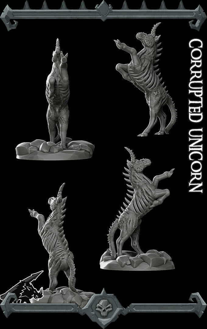 Unicorn Zombie | Corrupted Unicorn | Miniature for Tabletop games like D&D and War Gaming