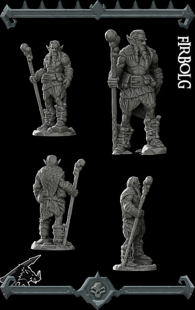 Brogan Oakheart, Sage of the Wilds | Firbolg Barbarian Druid Caster | Miniature for Tabletop games like D&D and War Gaming