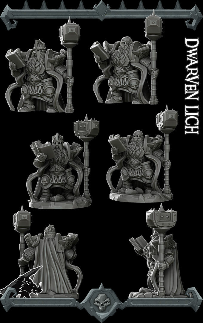 Durak Doomhammer, the Fallen Forge-Master | Lich | Dwarven Lich | Miniature for Tabletop games like D&D and War Gaming