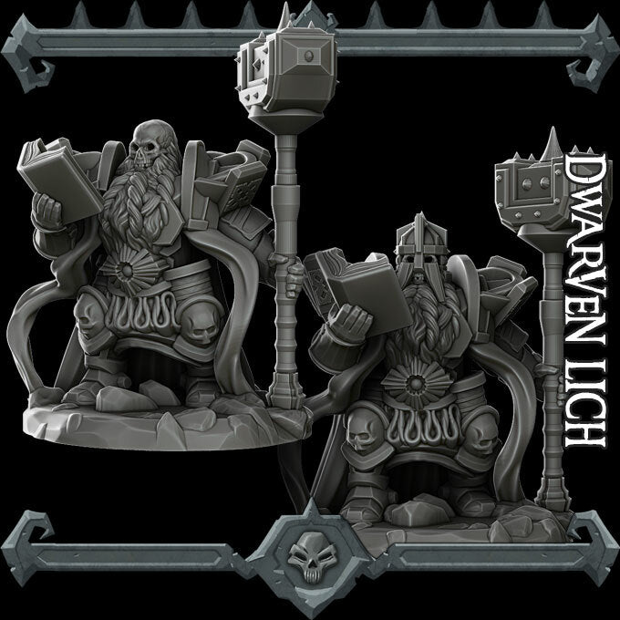 Durak Doomhammer, the Fallen Forge-Master | Lich | Dwarven Lich | Miniature for Tabletop games like D&D and War Gaming