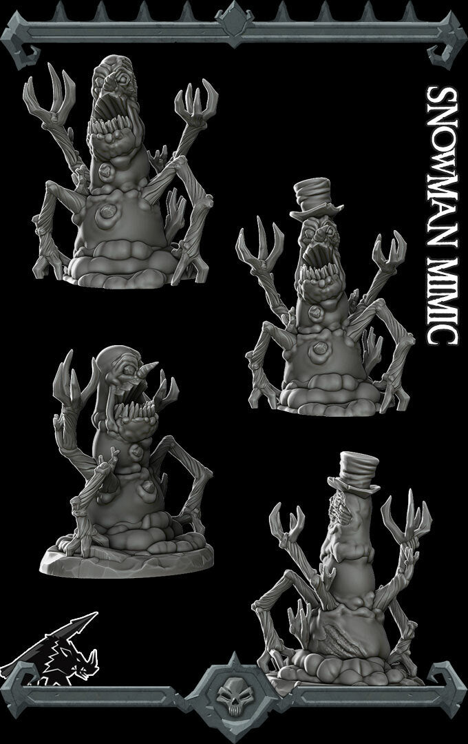 Frostbite, the Snow Stalker | Snowman Mimic Miniature for Tabletop games like D&D and War Gaming