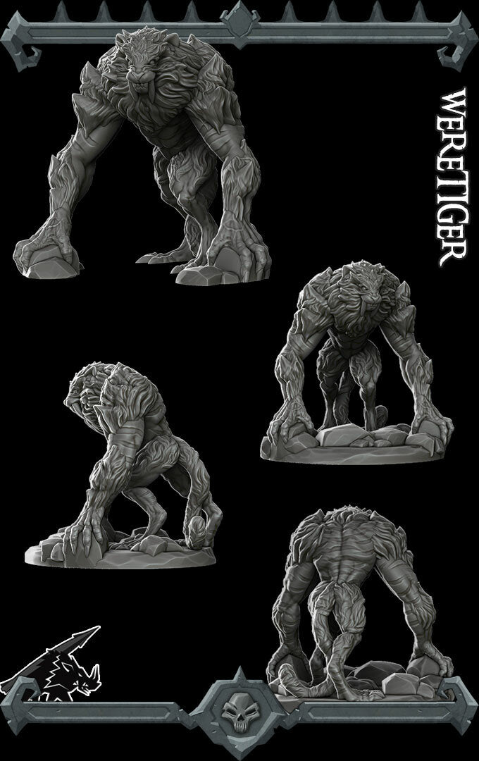 Bloodpelt, the Crimson Stalker | WereTiger Miniature for Tabletop games like D&D and War Gaming