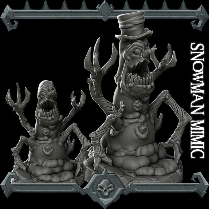 Frostbite, the Snow Stalker | Snowman Mimic Miniature for Tabletop games like D&D and War Gaming