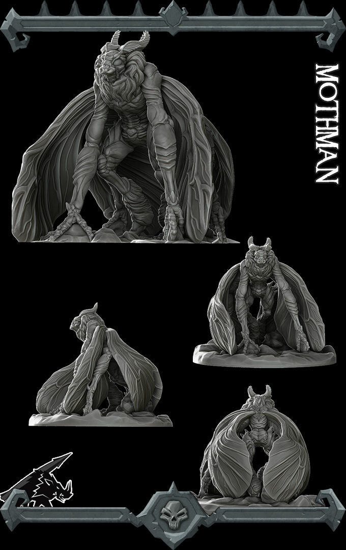 Nightshade, the Witness of Omens | Mothman Miniature for Tabletop games like D&D and War Gaming