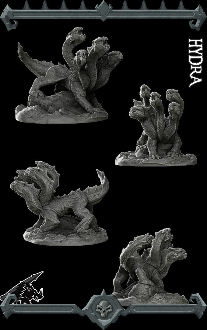Hydra of the Darkened Depths | Hydra Miniature for Tabletop games like D&D and War Gaming