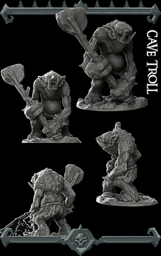 Grimbone, the Underdark Brute | Cave Troll Miniature for Tabletop games like D&D and War Gaming