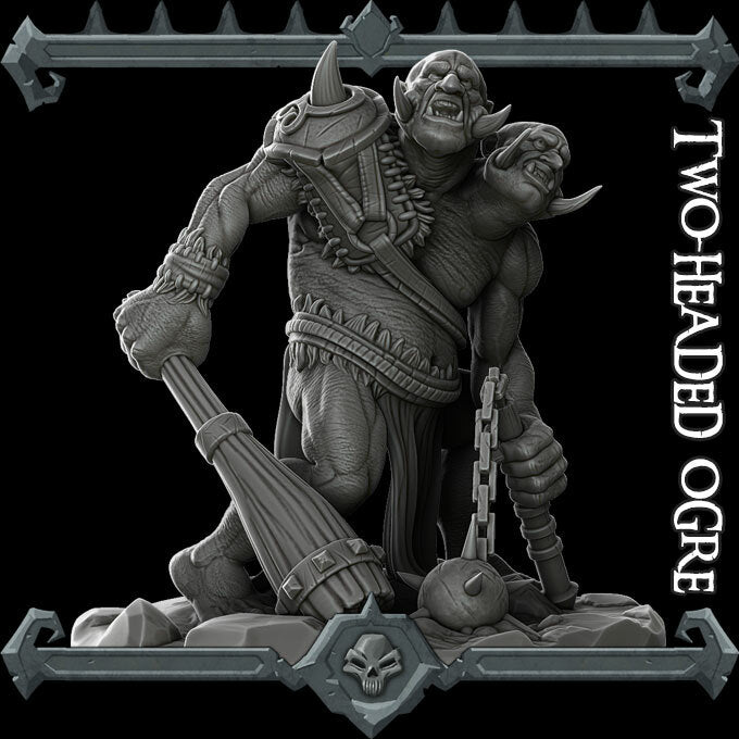 Maulgrin and Skullcracker | Ettin | Two Headed Ogre Miniature for Tabletop games like D&D and War Gaming