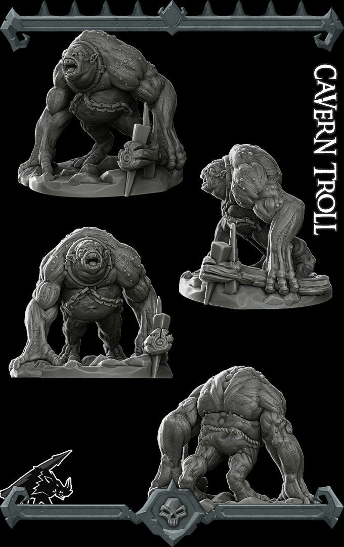 Grondar the Mountain's Fury | Cave Troll | Cavern Troll | Miniature for Tabletop games like D&D and War Gaming