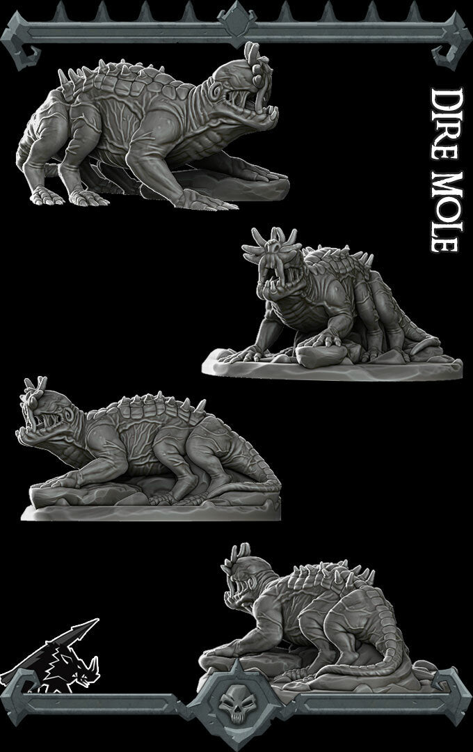 Burrowbane | Dire Mole | Monstrosity Miniature for Tabletop games like D&D and War Gaming