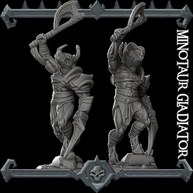 Gorefiend, Butcher of the Arena | Minotaur Gladiator Miniature for Tabletop games like D&D and War Gaming