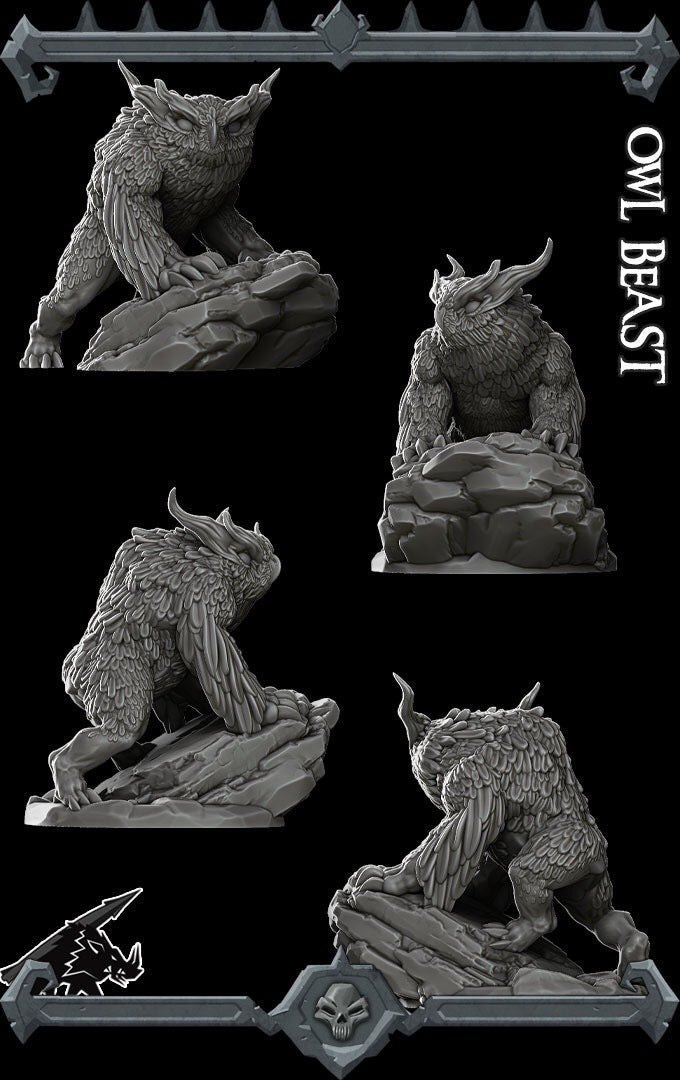 Bloodbeak, the Owlbeast | Owl Bear Miniature for Tabletop games like D&D and War Gaming