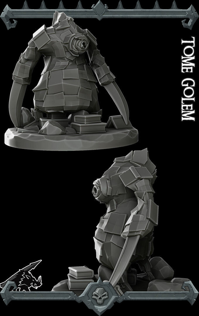 Codex, the Lorebound Guardian | Tome Golem Miniature for Tabletop games like D&D and War Gaming