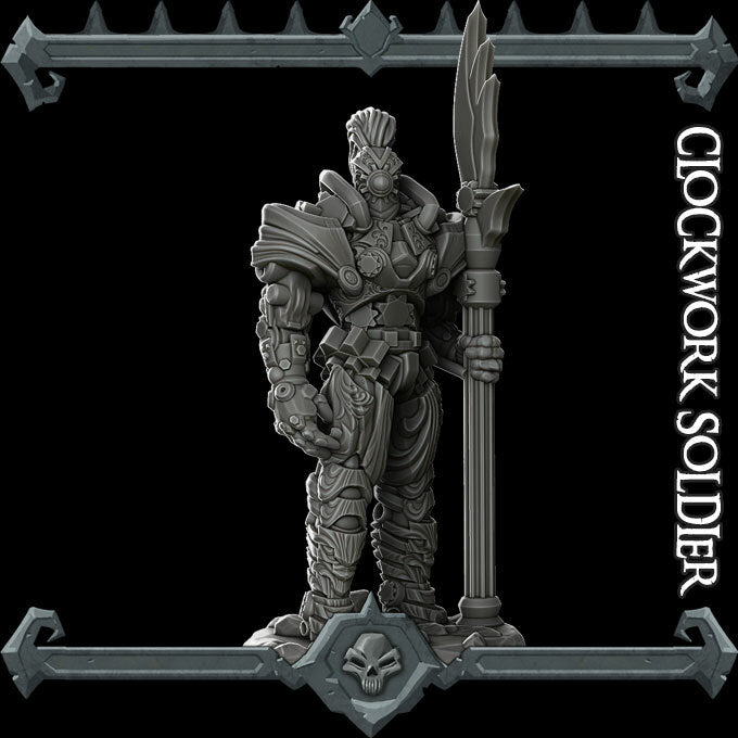 Gideon Gearshroud | Battlebuilt Guard | Clockwork Soldier | Miniature for Tabletop games like D&D and War Gaming