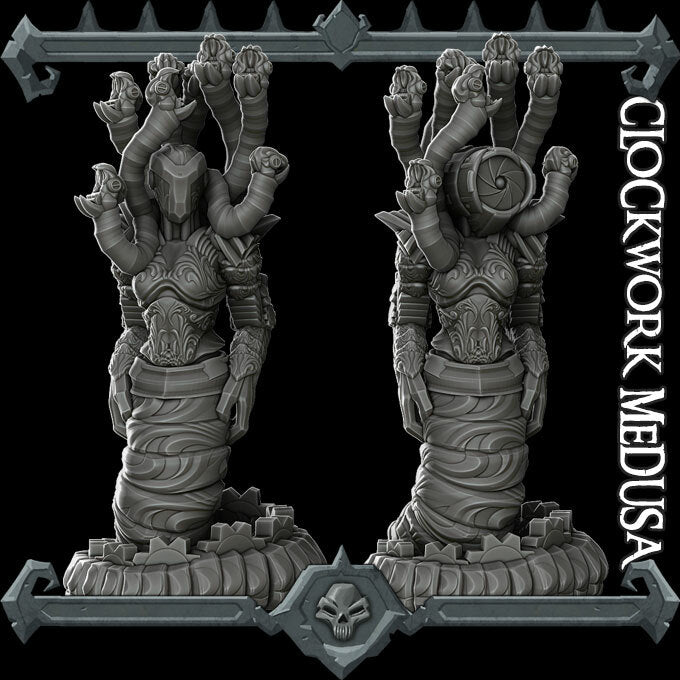 Metallia Serpentlace | Battlebuilt Snake God | Clockwork Medusa | Miniature for Tabletop games like D&D and War Gaming