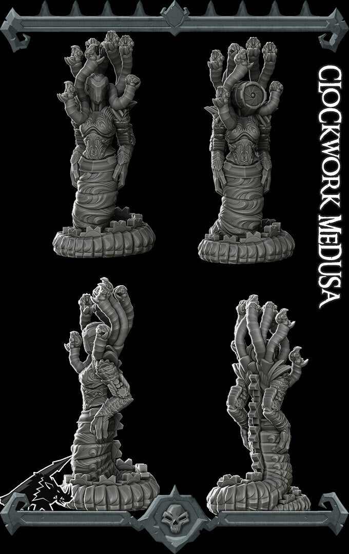 Metallia Serpentlace | Battlebuilt Snake God | Clockwork Medusa | Miniature for Tabletop games like D&D and War Gaming