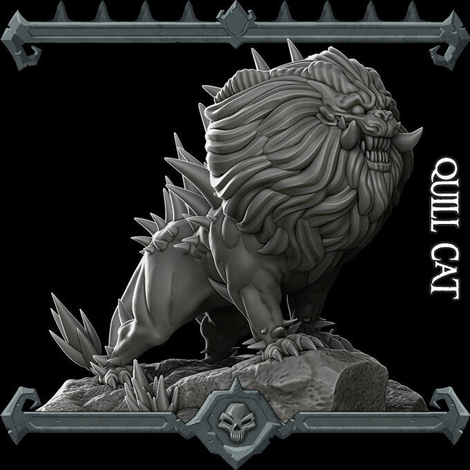 Cinderpelt, the Razorbeast | Fiend-Bred Animal | Quill Cat | Miniature for Tabletop games like D&D and War Gaming