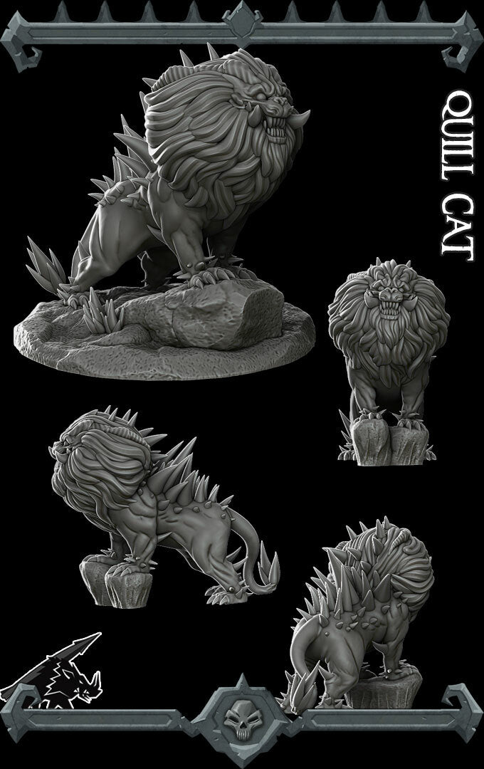 Cinderpelt, the Razorbeast | Fiend-Bred Animal | Quill Cat | Miniature for Tabletop games like D&D and War Gaming