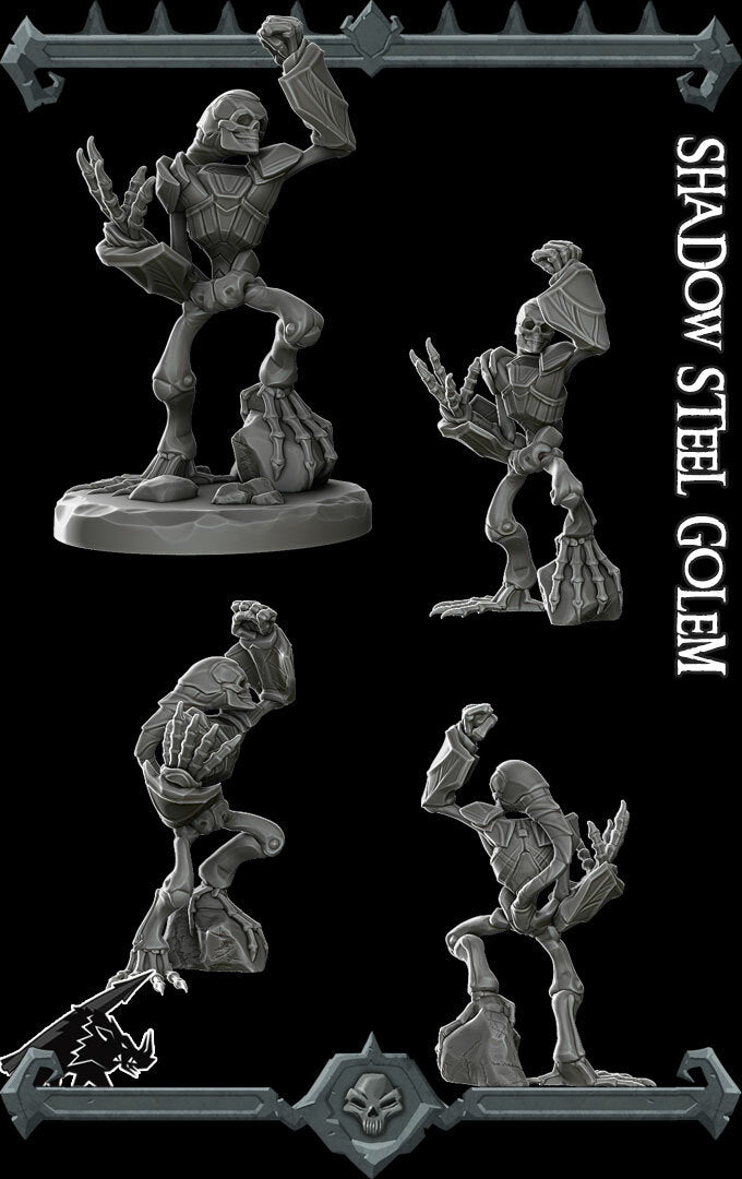 Grimsteel, the Silent Sentinel | Shadesteel Golem | Shadow Steel Golem Miniature for Tabletop games like D&D and War Gaming