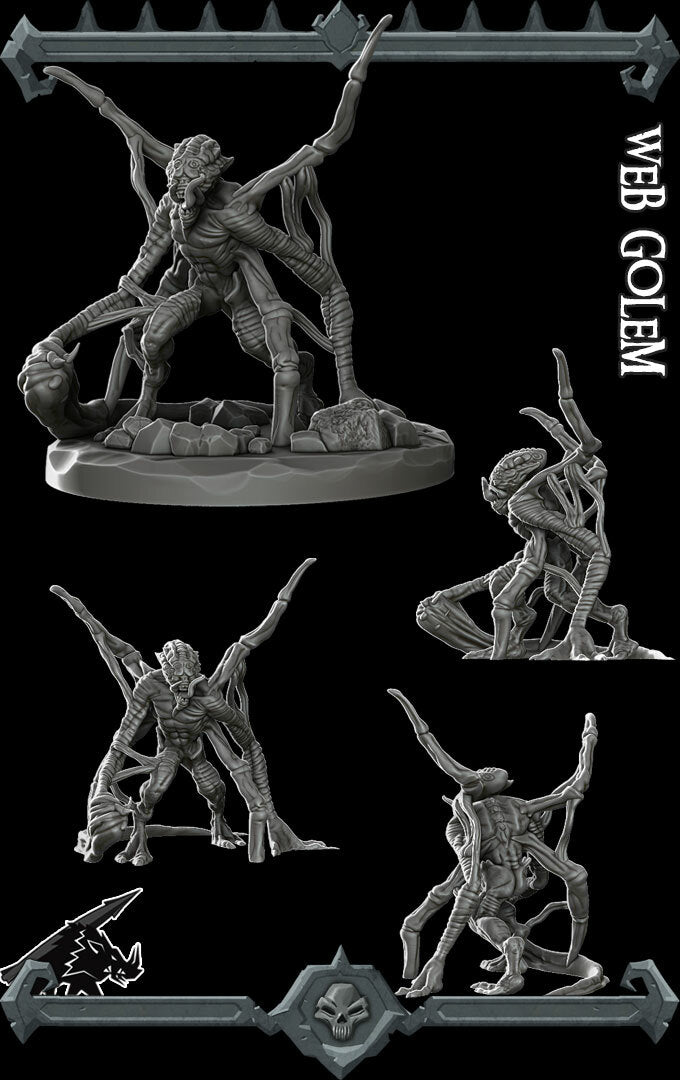 Web Weaver, the Many-Armed Menace | Web Golem Miniature for Tabletop games like D&D and War Gaming