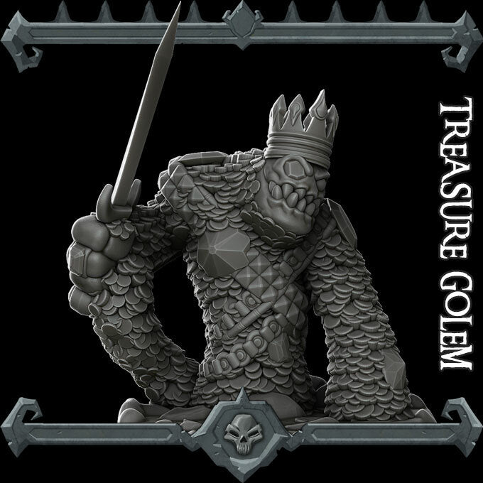 Opulence, Bejeweled Tyrant | Treasure Golem Miniature for Tabletop games like D&D and War Gaming