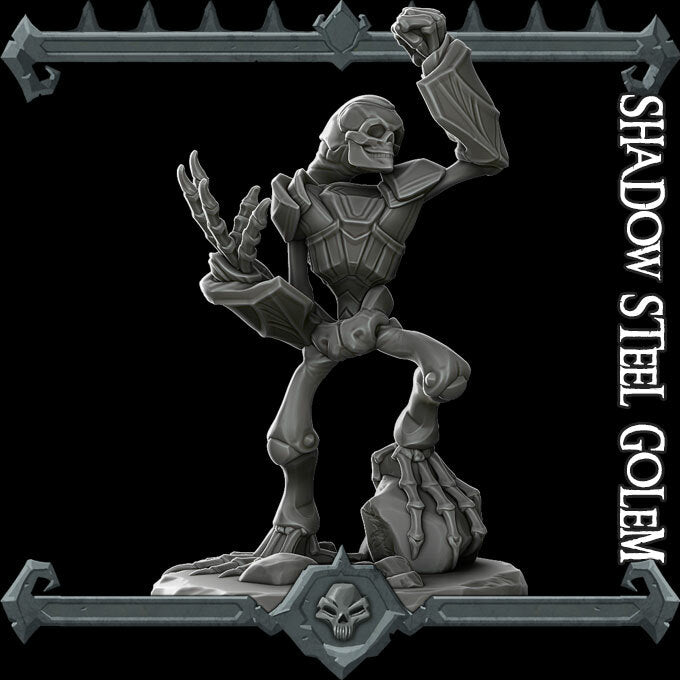Grimsteel, the Silent Sentinel | Shadesteel Golem | Shadow Steel Golem Miniature for Tabletop games like D&D and War Gaming