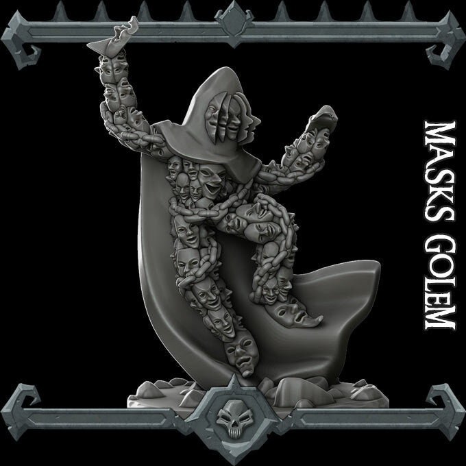 Motley, Jester of Sorrow | Masks Golem Miniature for Tabletop games like D&D and War Gaming