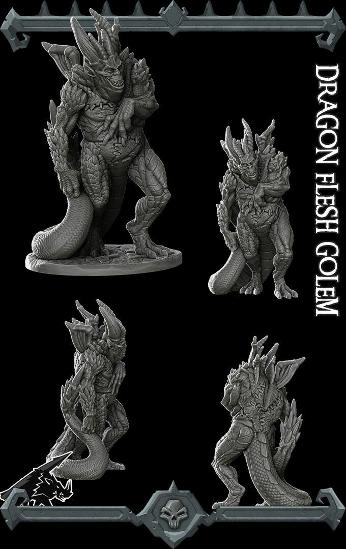 Vryzek, Patchwork of Scales | Dragon Flesh Golem | Miniature for Tabletop games like D&D and War Gaming
