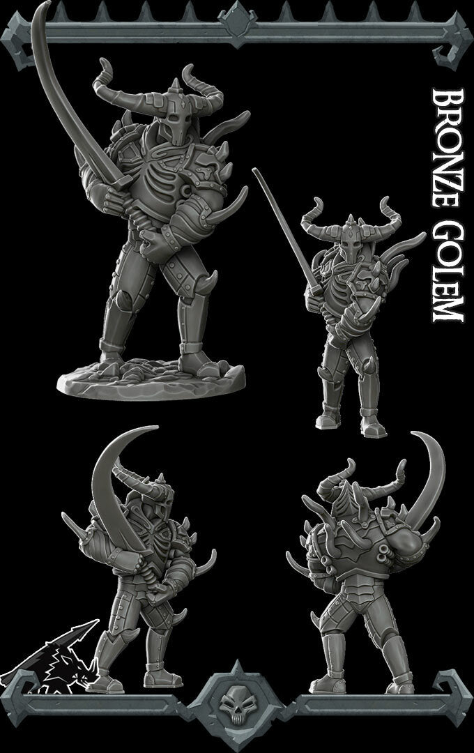 Bronze Golem | Iron Golem | Construct Miniature for Tabletop games like D&D and War Gaming