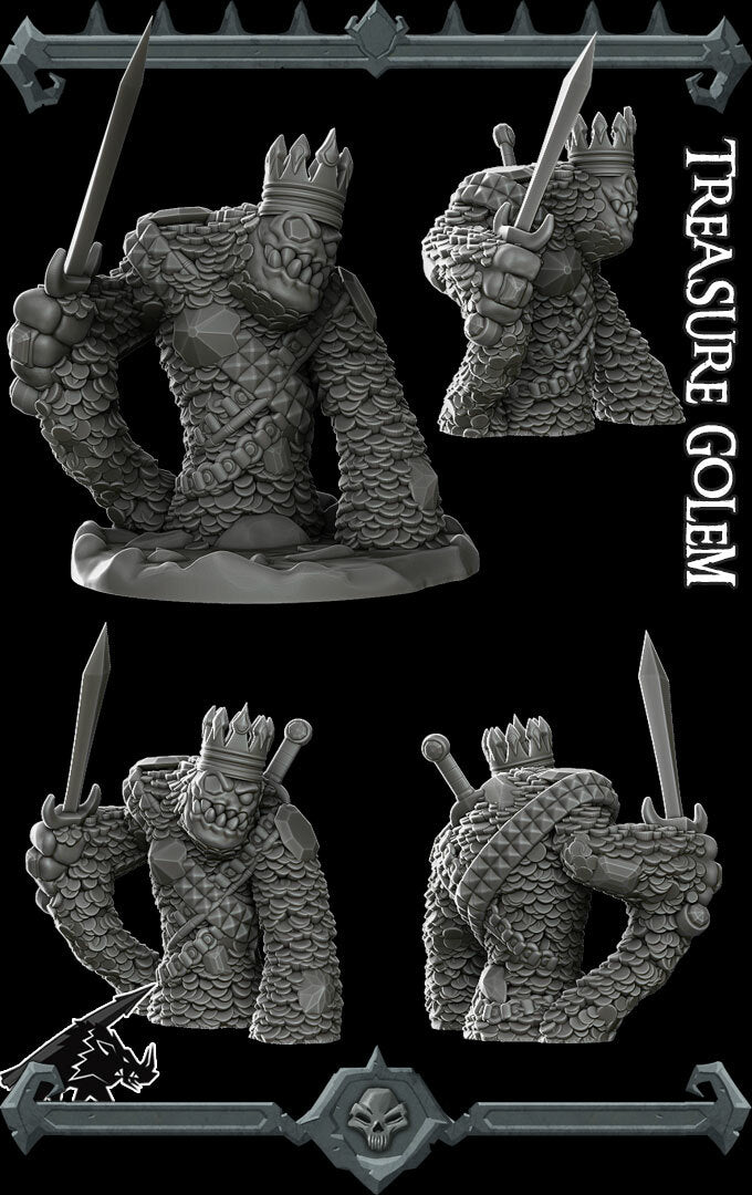 Opulence, Bejeweled Tyrant | Treasure Golem Miniature for Tabletop games like D&D and War Gaming