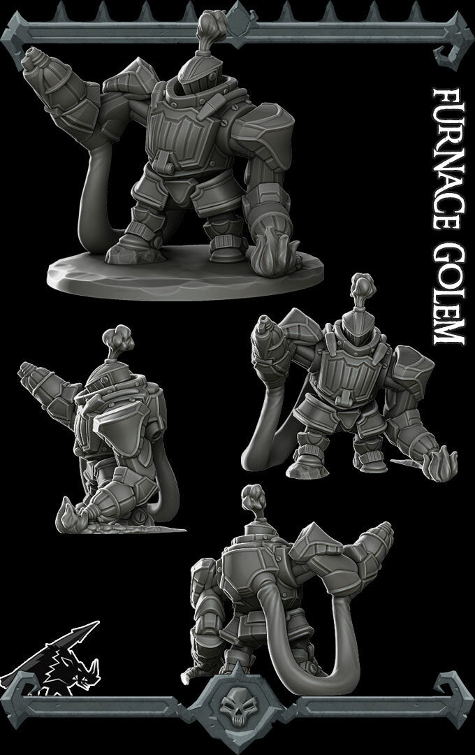 Igniheart, the Ironfire Sentinel | Adamantine Golem | Furnace Golem | Miniature for Tabletop games like D&D and War Gaming