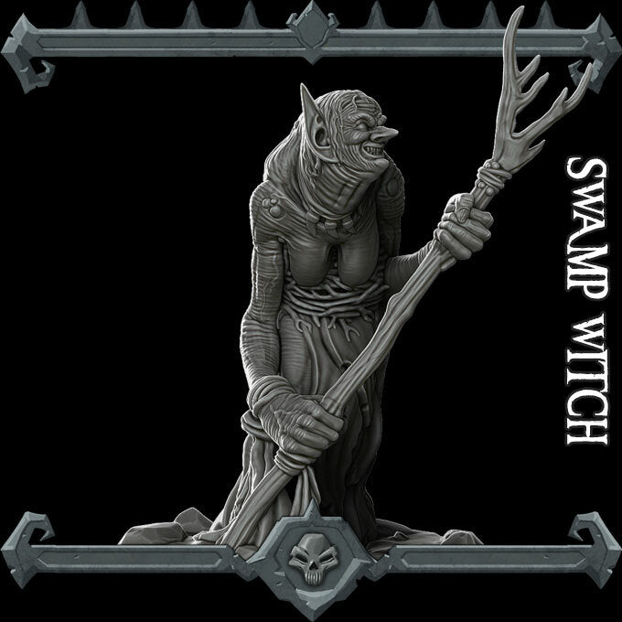 Mirella, the Swamp Witch | Green Hag Miniature for Tabletop games like D&D and War Gaming