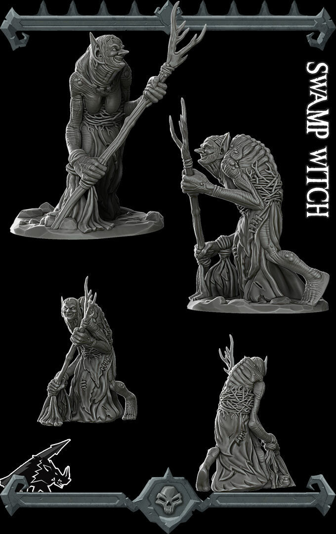 Mirella, the Swamp Witch | Green Hag Miniature for Tabletop games like D&D and War Gaming