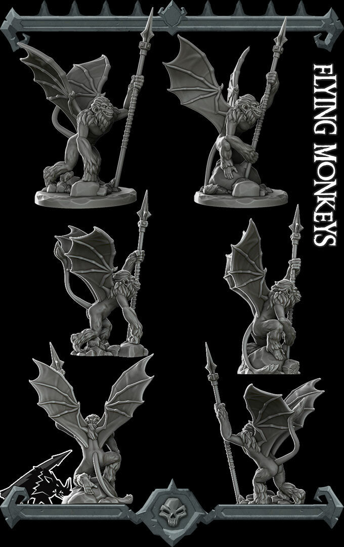 Skree and Skrae, the Twin Whirlwinds | Flying Monkeys | Miniature for Tabletop games like D&D and War Gaming