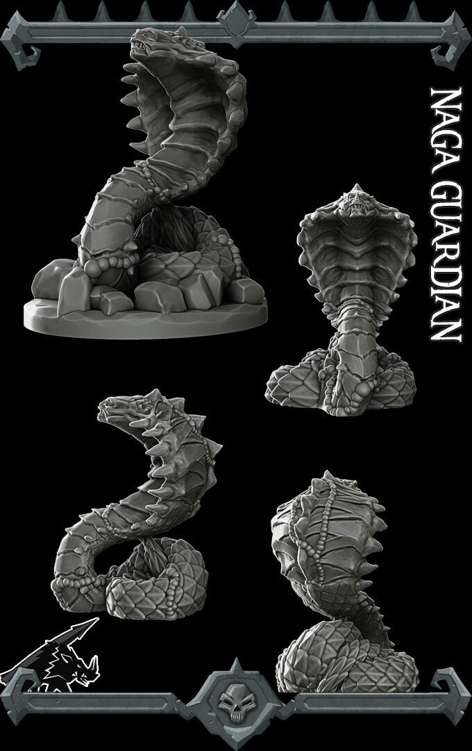 Kaa, the Eternal Vigil | Naga Guardian | Guardian Naga Miniature for Tabletop games like D&D and War Gaming