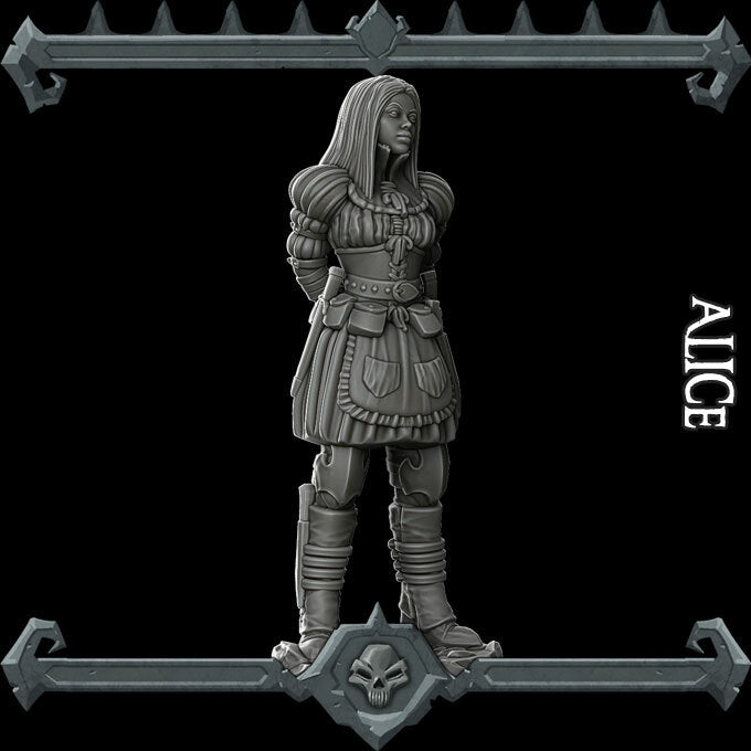 Female Human Rogue | Alice in Wonderland | Miniature for Tabletop games like D&D and War Gaming