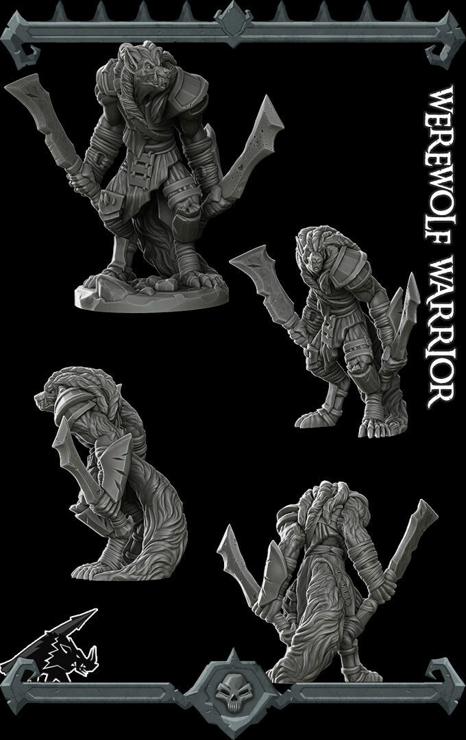 Moonsteel, the Unchained | Werewolf Warrior Miniature for Tabletop games like D&D and War Gaming