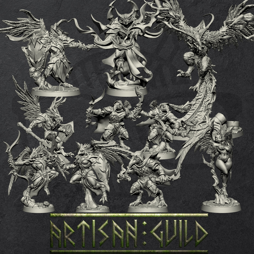 EyeCult Gryphkin Set | Modular Winged Aarakocra and Kenku miniatures miniature for Tabletop games like D&D and War Gaming