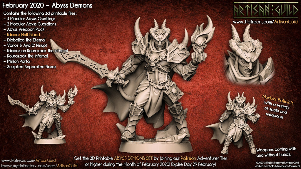 Ildamos Half Blood | Human | Tiefling | Abyss Demon miniature for Tabletop games like D&D and War Gaming