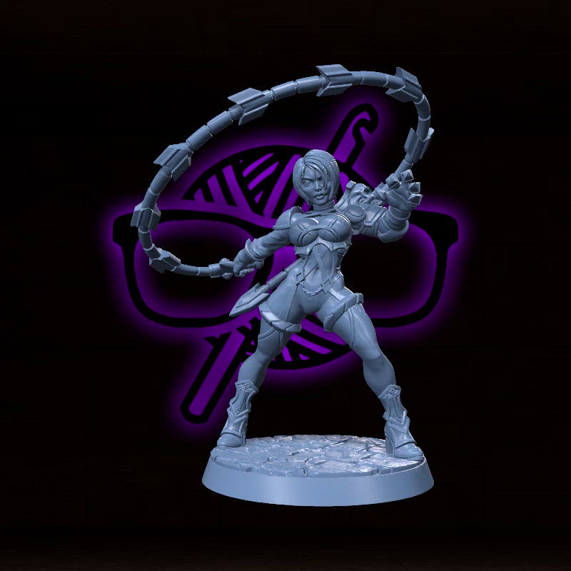 Sasha Vyrkosa | Poison | Rogue Sword-Whip Wielder miniature for Tabletop games like D&D and War Gaming| Dungeons and Dragons Mini | RN estudio