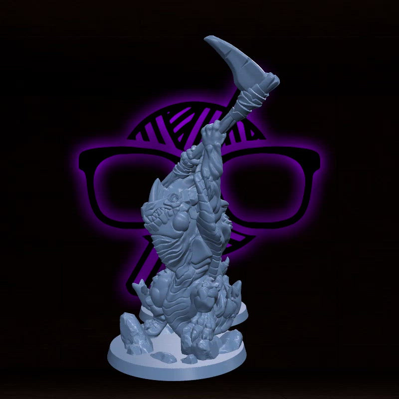 Lizardfolk | Lizard Barbarian or Fighter miniature for Tabletop games like D&D or War Gaming