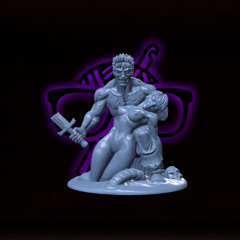 Garth and Cleto  | Embrace Pose |  Pinup Miniature miniature for Tabletop games like D&D and War Gaming| Dungeons and Dragons Mini