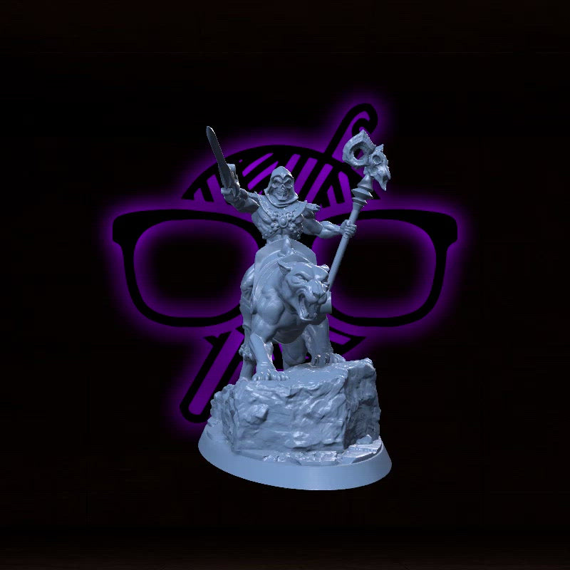 Death and Doom | Skulldor on Catroar |  Warlock miniature for Tabletop games like D&D and War Gaming| Dungeons and Dragons Mini | RN estudio