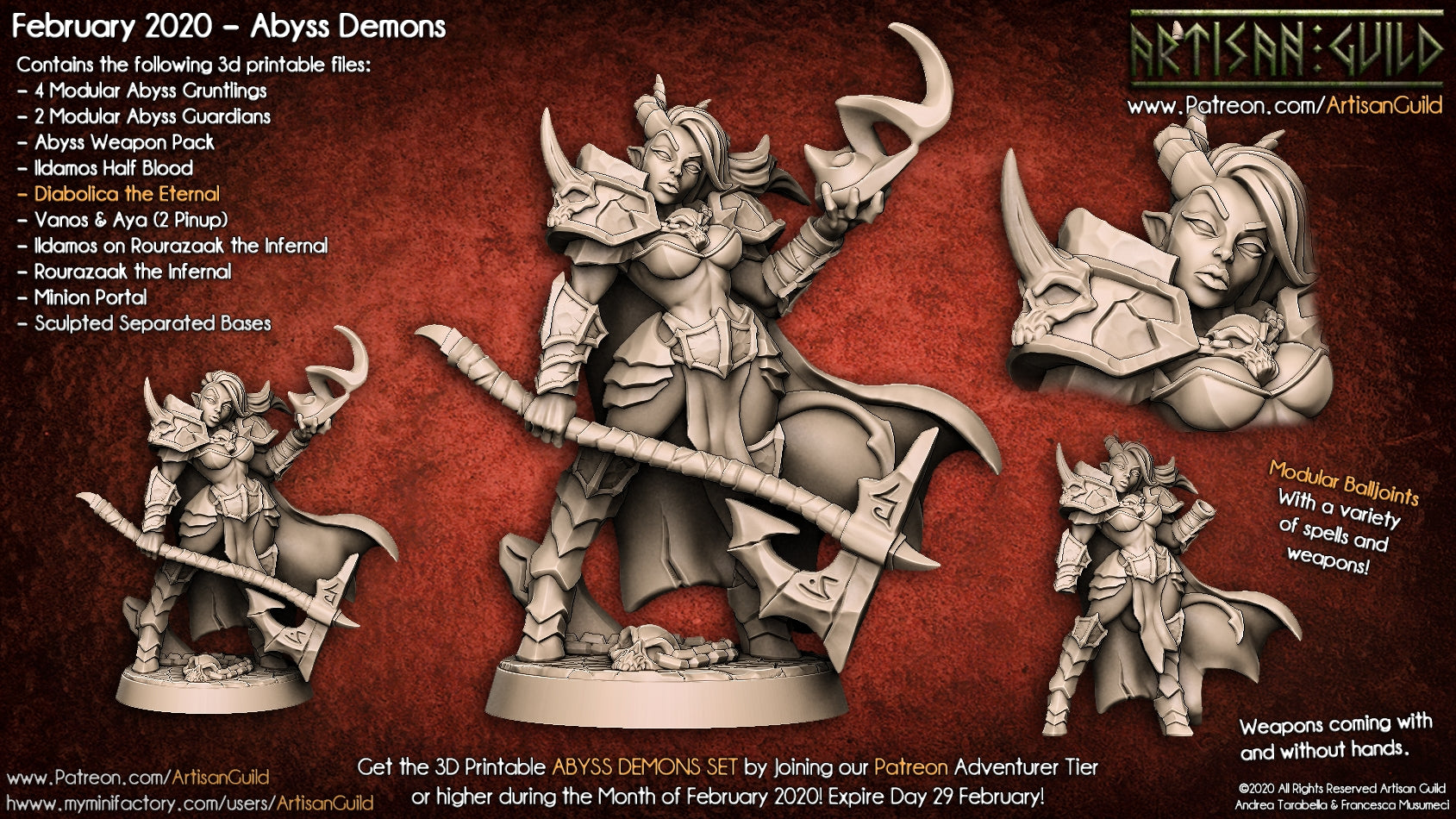 Diabolica the Eternal | Human | Tiefling | Abyss Demon miniature for Tabletop games like D&D and War Gaming