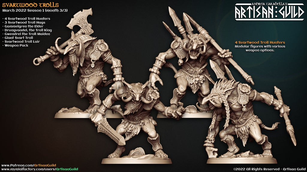 Svartwood Troll Hunters | Troll Warriors | Miniature for Tabletop games like D&D or Warhammer