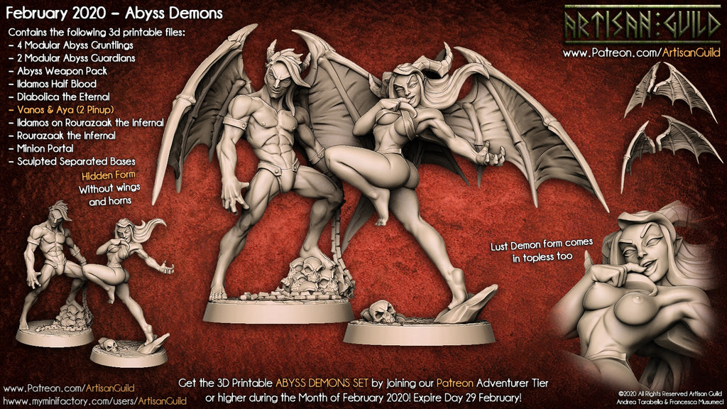 Vanos and Aya - Lust Demons | Human | Devils | Abyss Demon miniature for Tabletop games like D&D and War Gaming