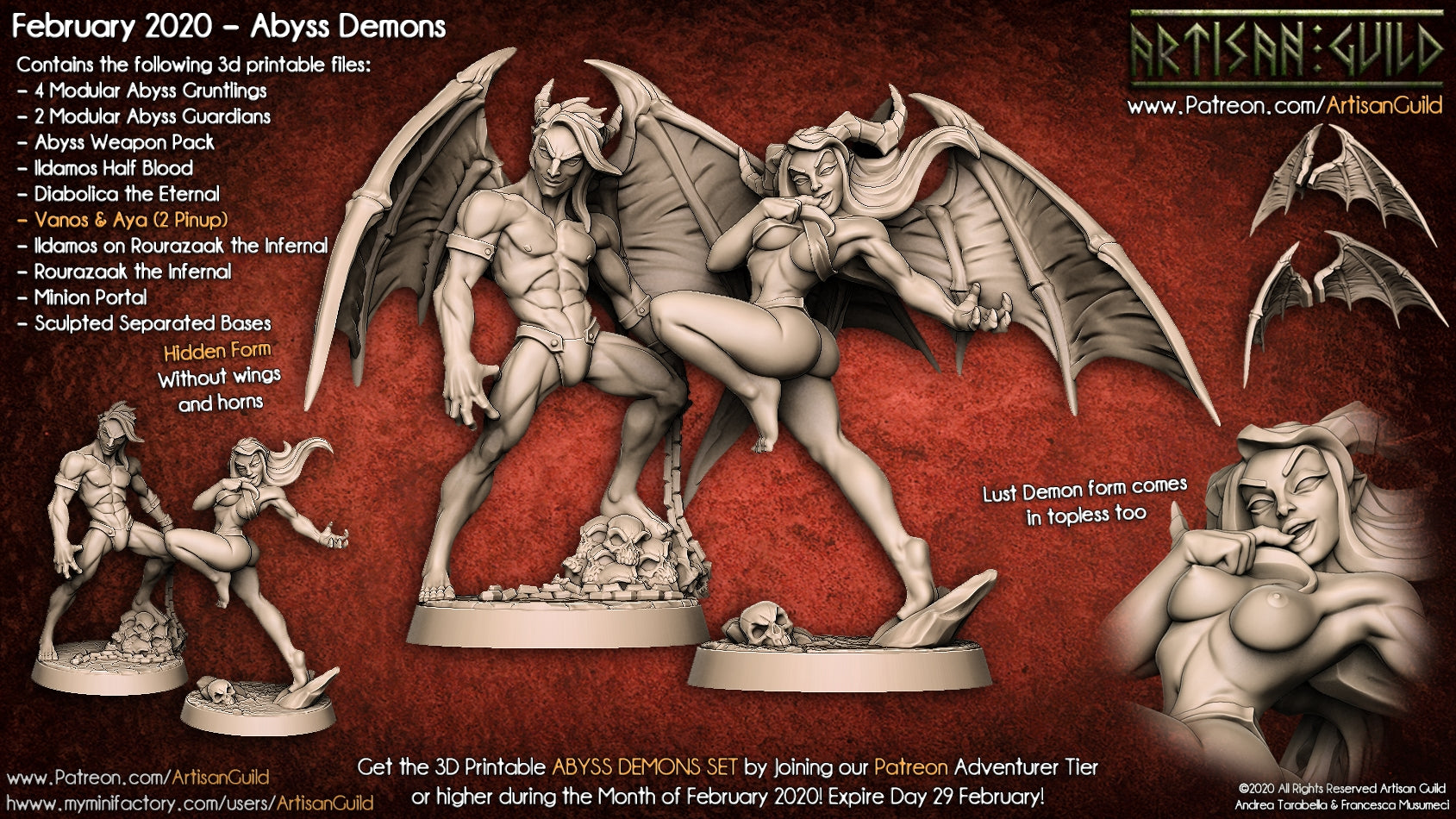 Vanos and Aya - Lust Demons | Human | Devils | Abyss Demon miniature for Tabletop games like D&D and War Gaming