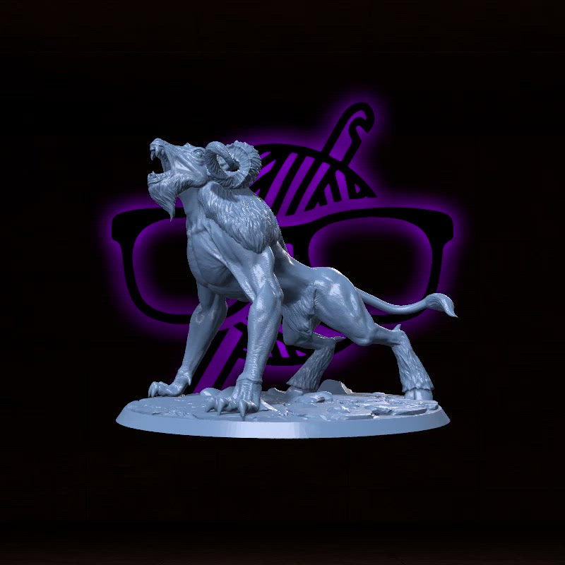 Gloomfleece, the Shadowed Horn | Dire Ram | Goat Demon miniature for Tabletop games like D&D and War Gaming| Dungeons and Dragons Mini | RN estudio