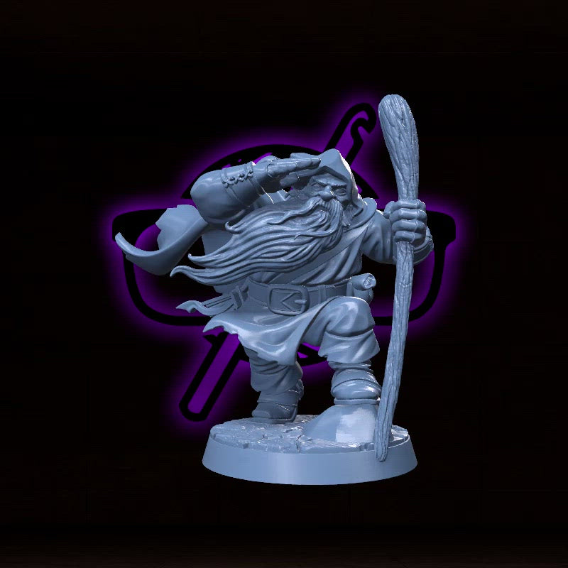 Durin Stonebeard, the Runecaster | Gimmyr | Dwarf miniature for Tabletop games like D&D and War Gaming| Dungeons and Dragons Mini | RN estudio
