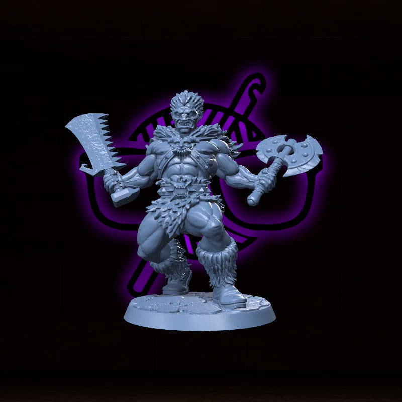 Ikari Bloodaxe |Half-Orc Barbarian | Orc Fighter | Warrior miniature for Tabletop games like D&D and War Gaming| Dungeons and Dragons Mini