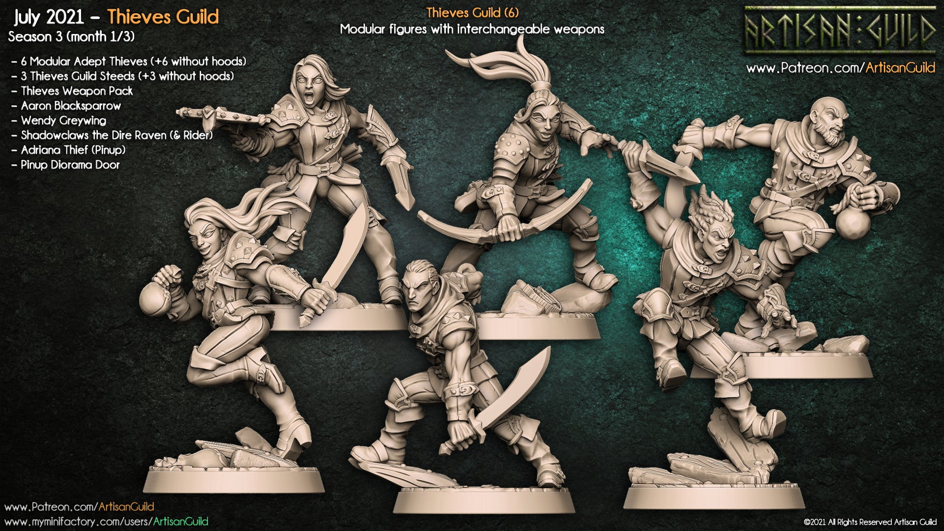 Adept Thieves | Rogue | Hunter | Thieves Guild miniature for Tabletop games like D&D and War Gaming